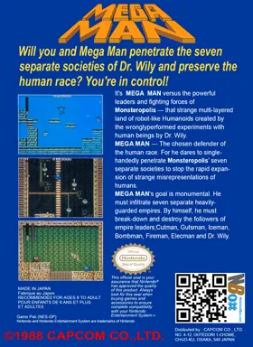 Mega Man (USA) (Virtual Console) box cover back